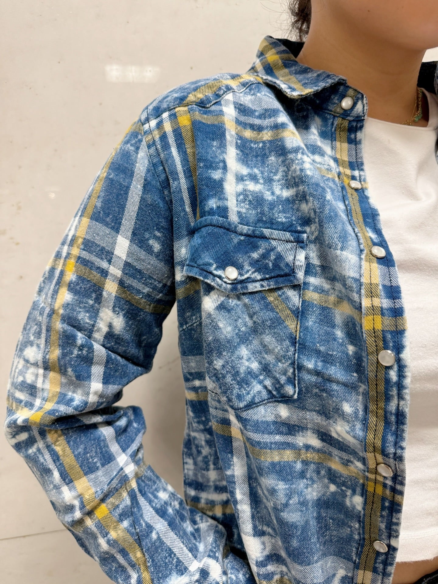 LOVE STITCH タイダイコットンチェックシャツ