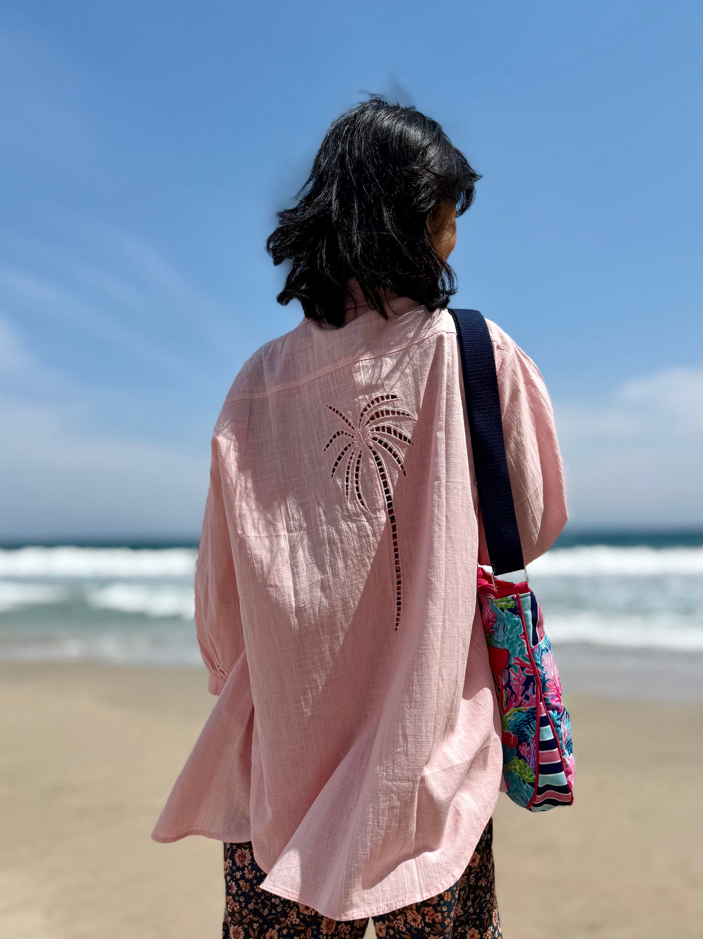 パームツリー刺繍 リラックスフィットシャツ De Vave