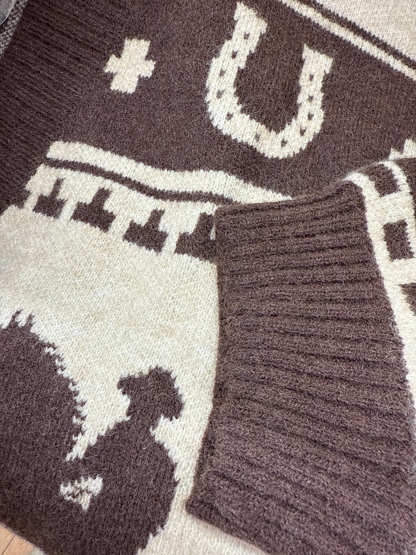 ホース柄 ウエスタン オーバーサイズ ニットカーディガン