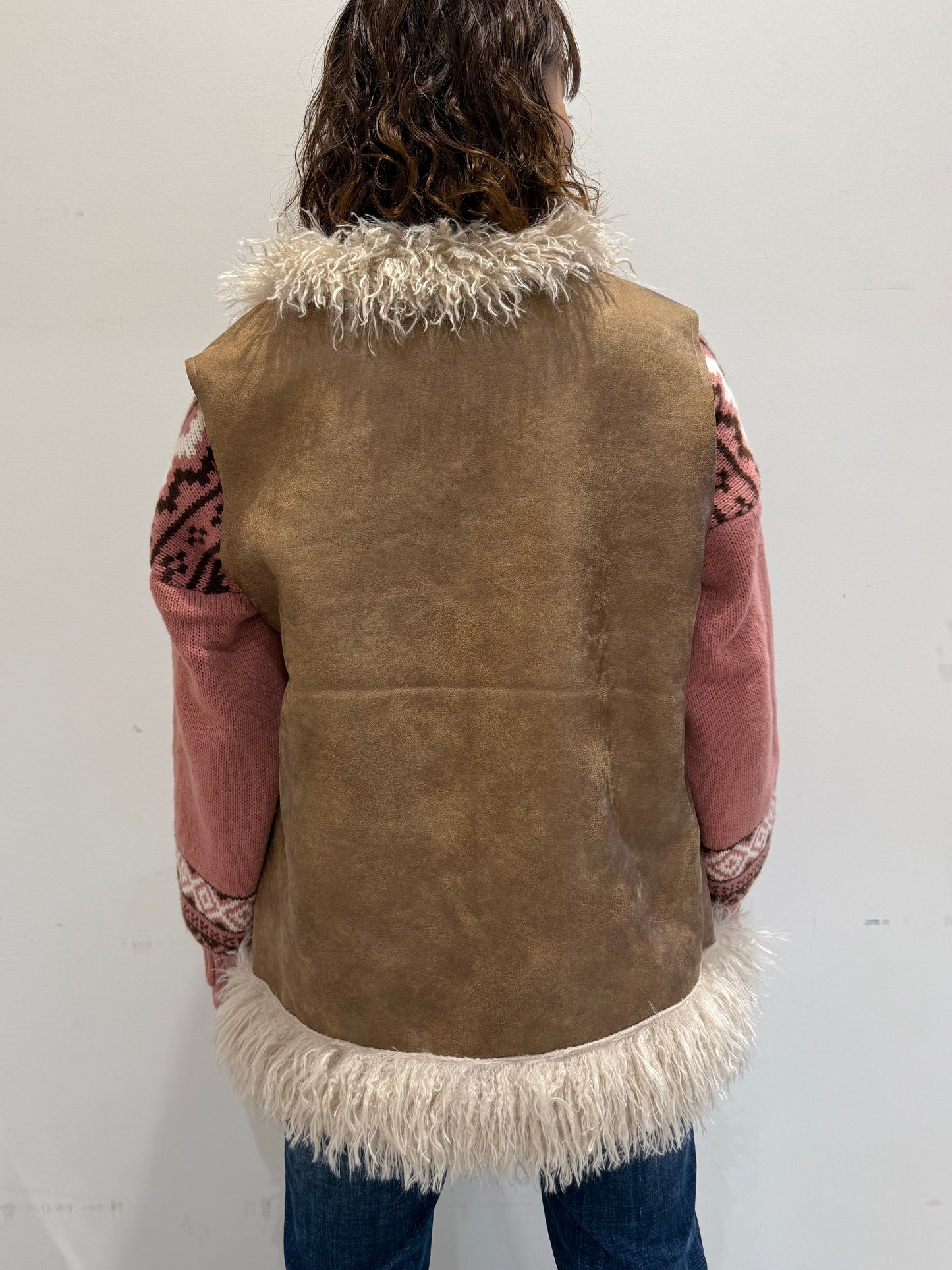 フェイクファー スエード調ベスト