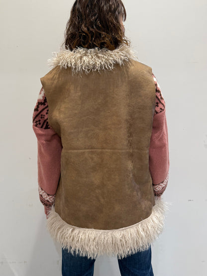 フェイクファー スエード調ベスト