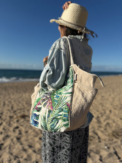 SunNSand マクラメトロピカルリーフトートバッグ