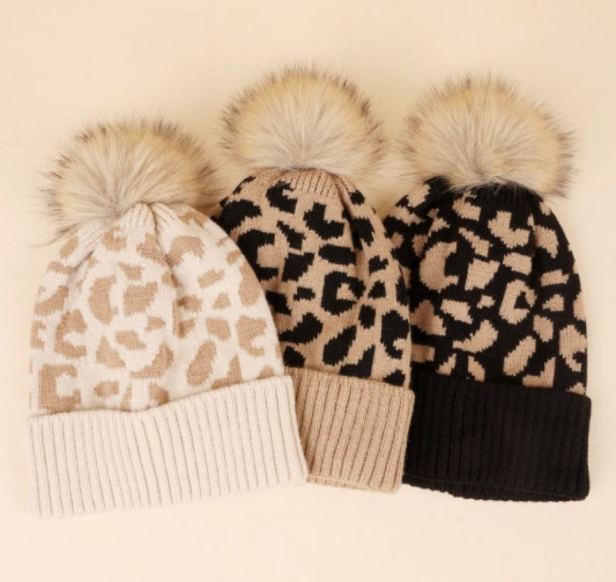 ポンポン付きアニマルニット帽 ビーニー