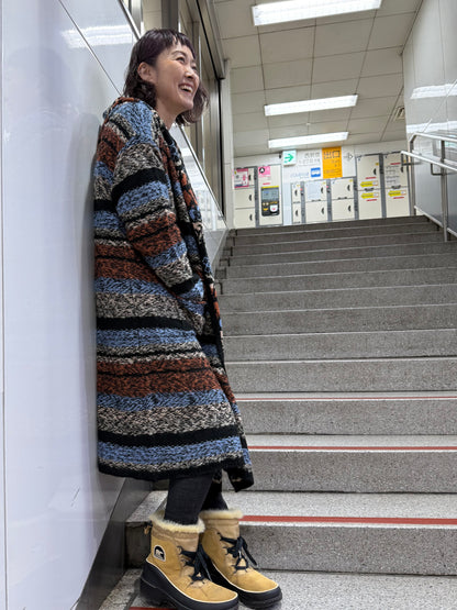 LOVESTITCH ボヘミアンストライプ フード付きニットカーディガン