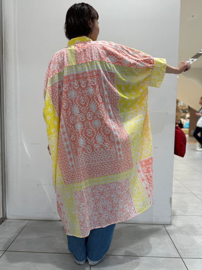 POL バンダナ柄ロングシャツワンピース