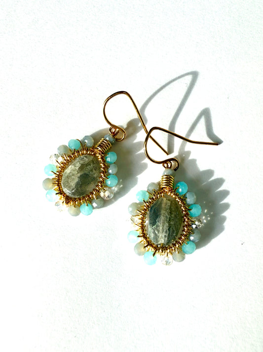 マチュピチュジュエリー トロピカルフラワーズ ピアス ラブラドライト