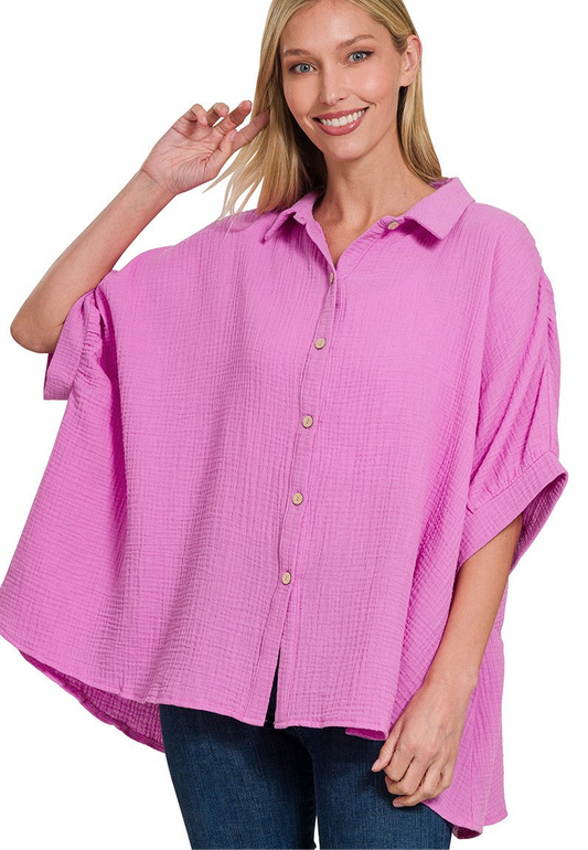 ダブルガーゼ　3/4スリーブシャツ