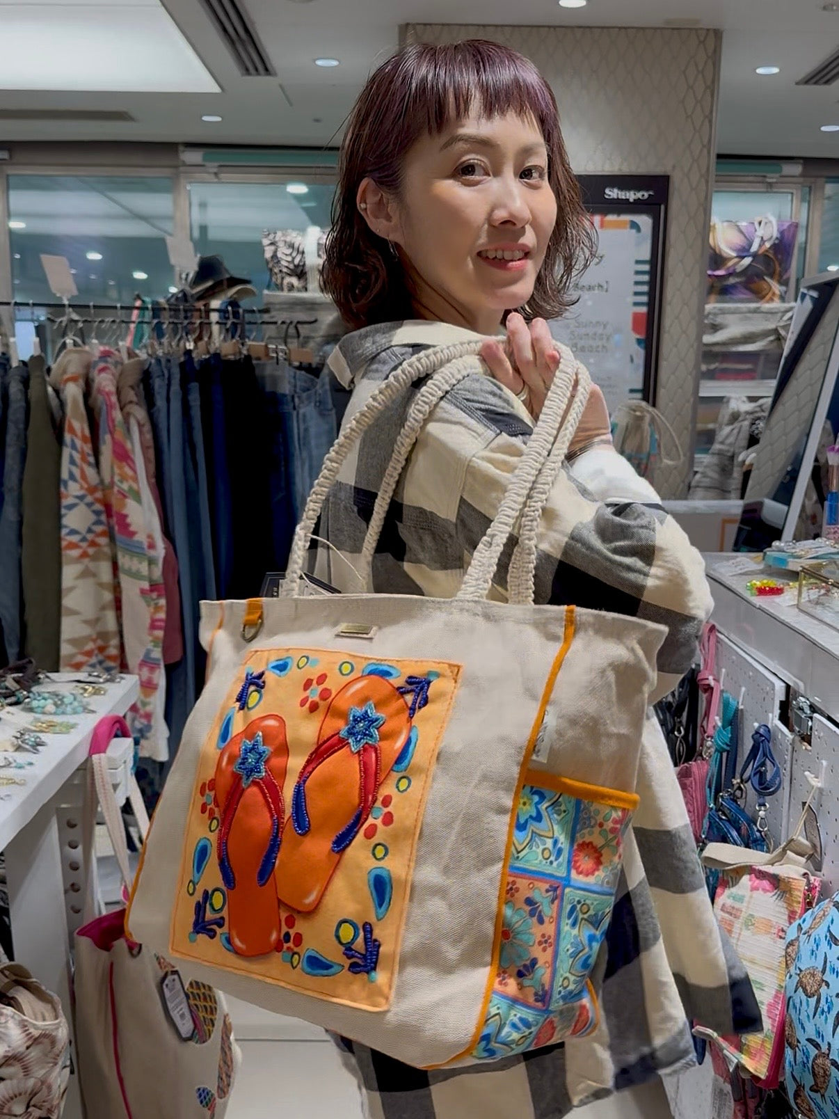 SunNSand カプリタイル柄ビーチサンダル トートバッグ