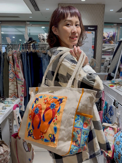 SunNSand カプリタイル柄ビーチサンダル トートバッグ