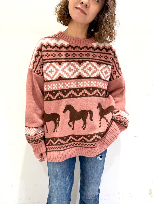 ウェスタン柄ニットセーター