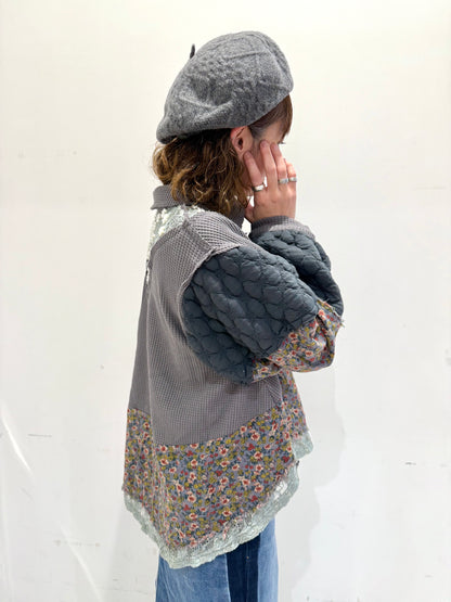 POL コントラストパッチ 花柄ジャケット