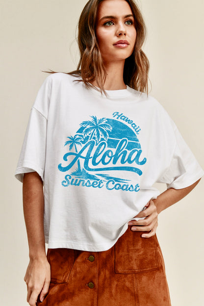 アロハ サンセットコースト ショート丈Tシャツ