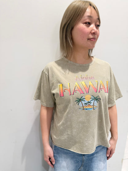 アロハ ハワイ パームツリー ショート丈Tシャツ