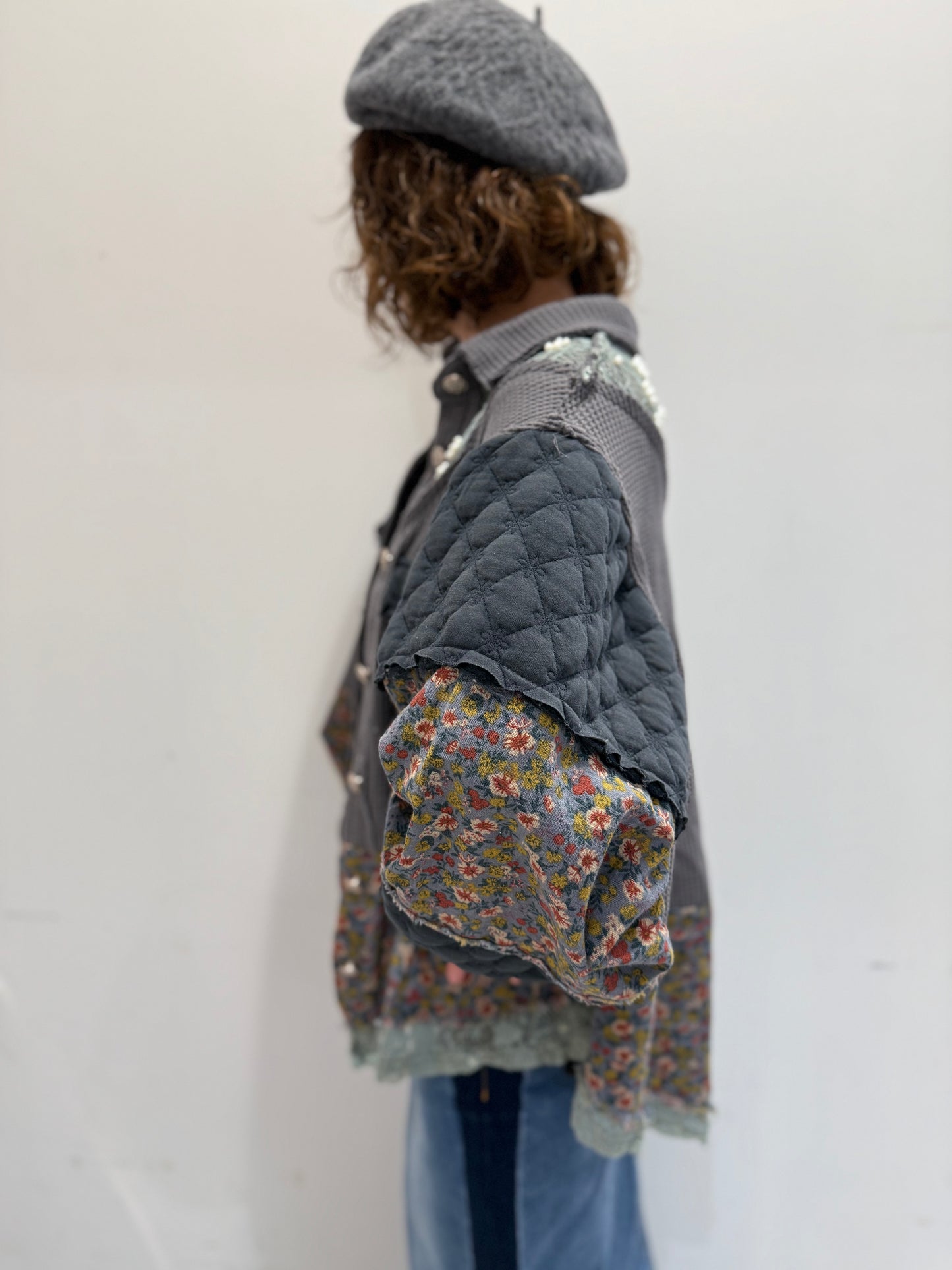 POL コントラストパッチ 花柄ジャケット