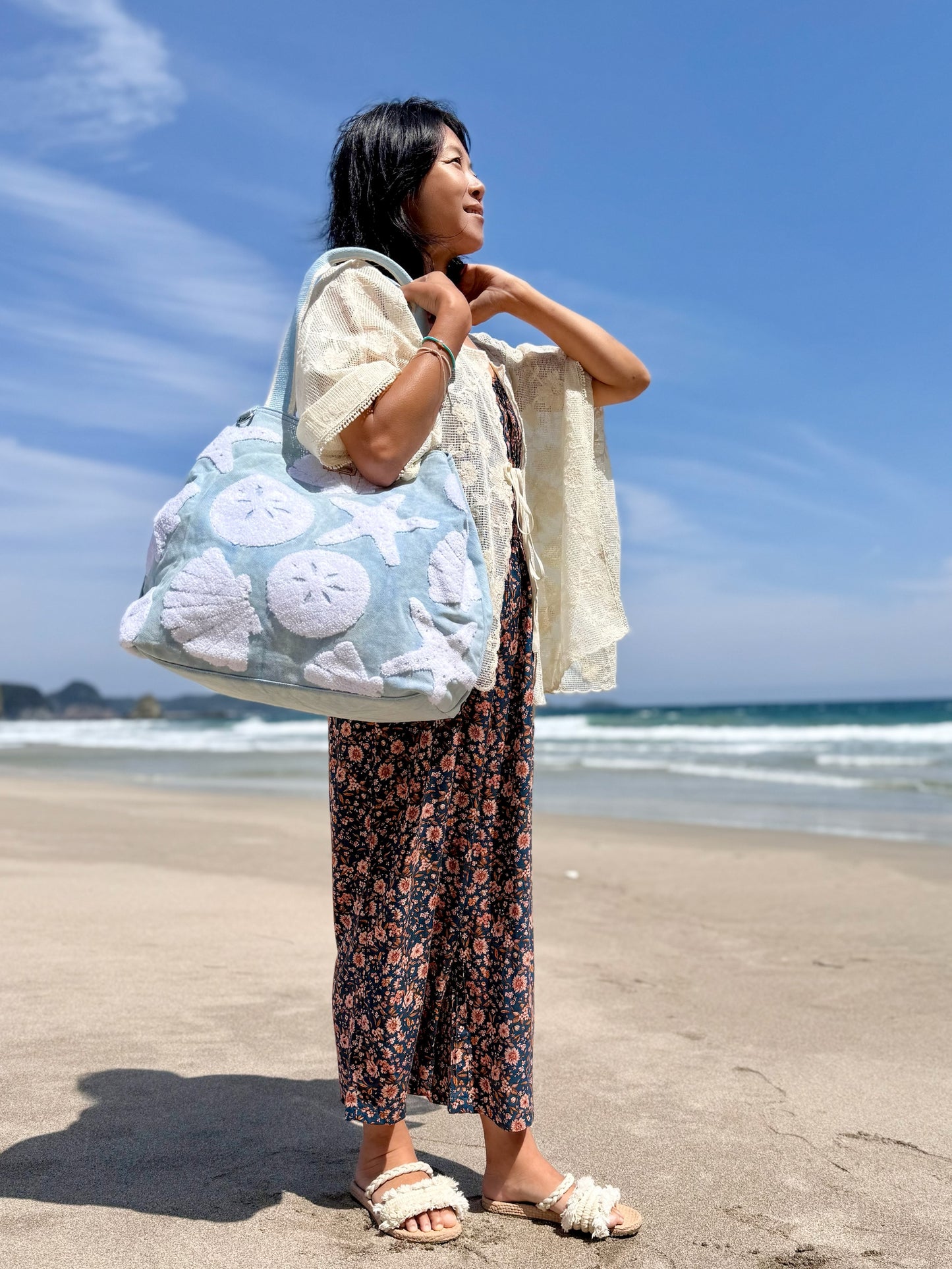 SunNSand パステルカラー シェル トートバッグ