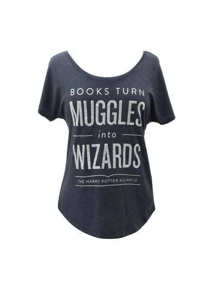 OUT OF PRINT ハリーポッター/マグル Books Turn Muggles into Wizards リラックスフィットTシャツ