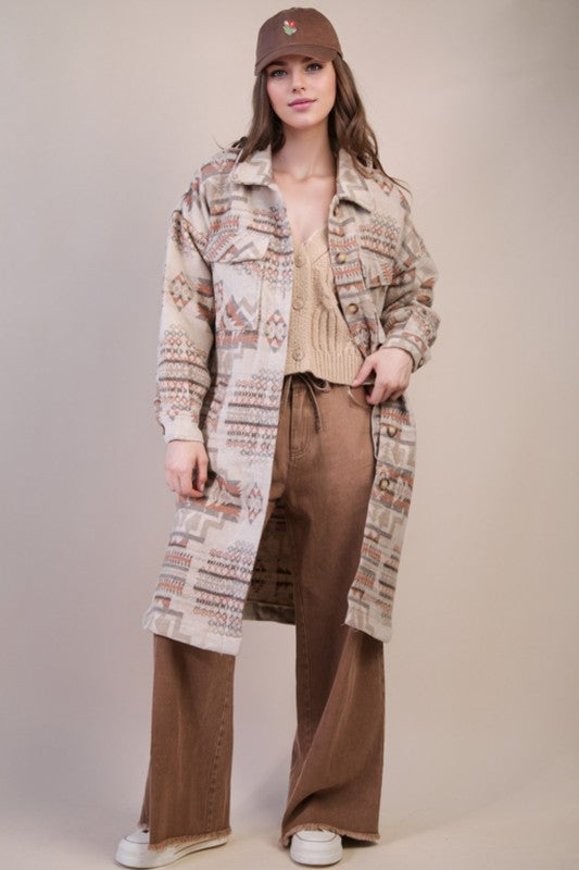 オルテガ柄 ロングシャケットコート