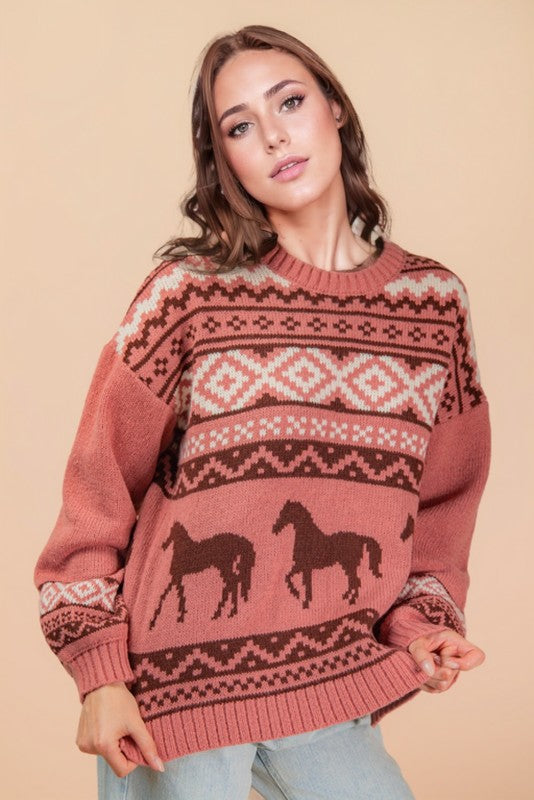 ウェスタン柄ニットセーター SALE 30%OFF