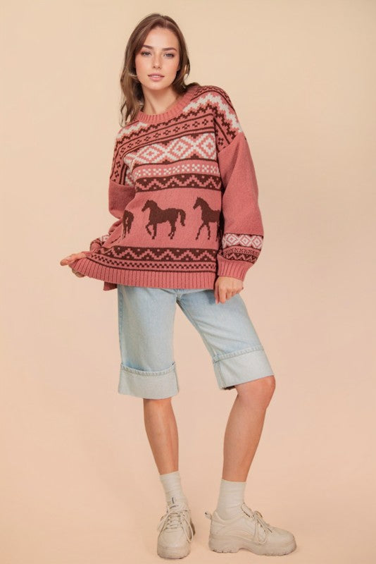 ウェスタン柄ニットセーター SALE 30%OFF