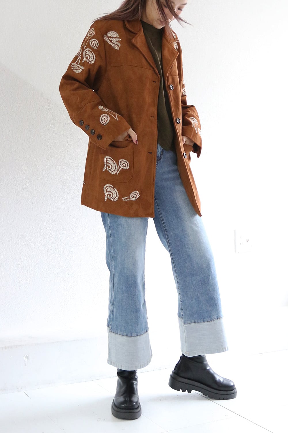 BAD ボヘミアン刺繍スエードジャケット
