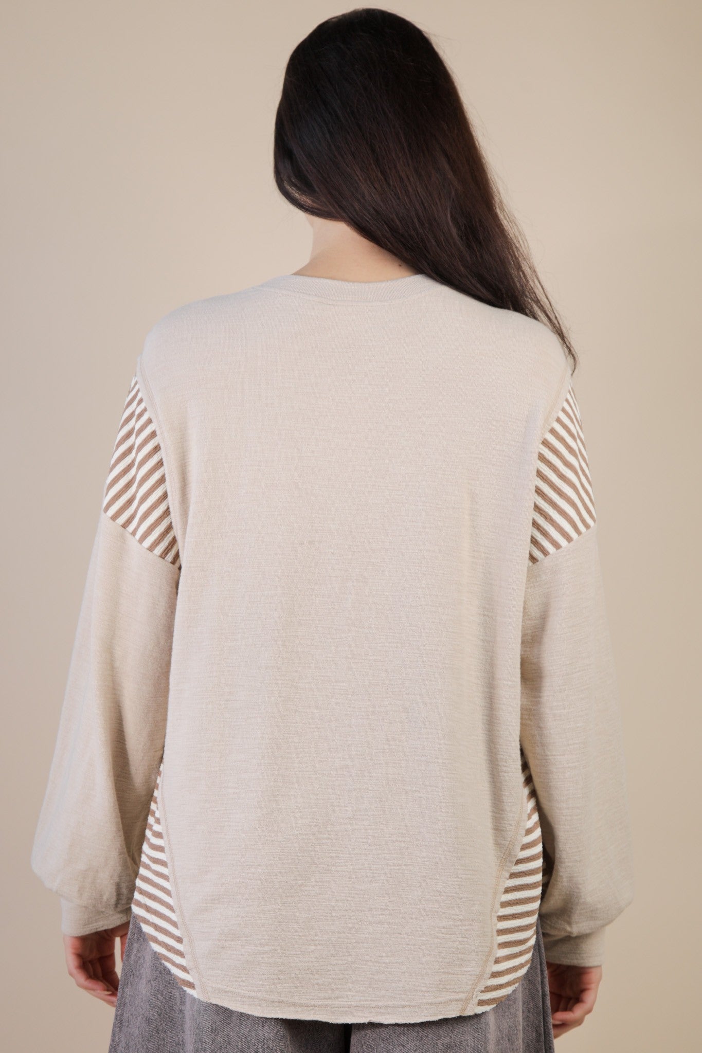 カウガールプリント ボーダー切替長袖Tシャツ