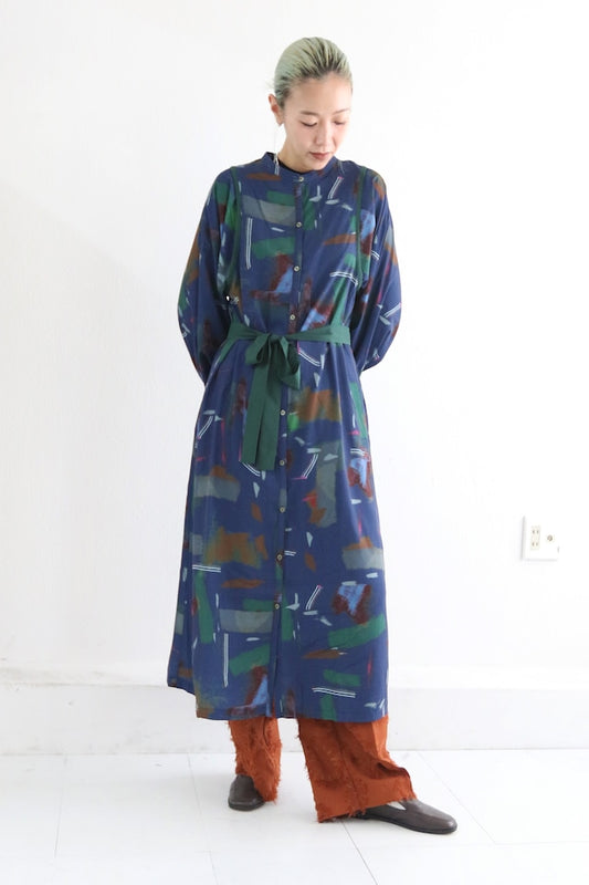 BAD プリントボリュームスリーブドレス