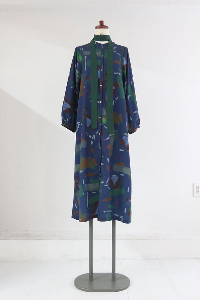 BAD プリントボリュームスリーブドレス