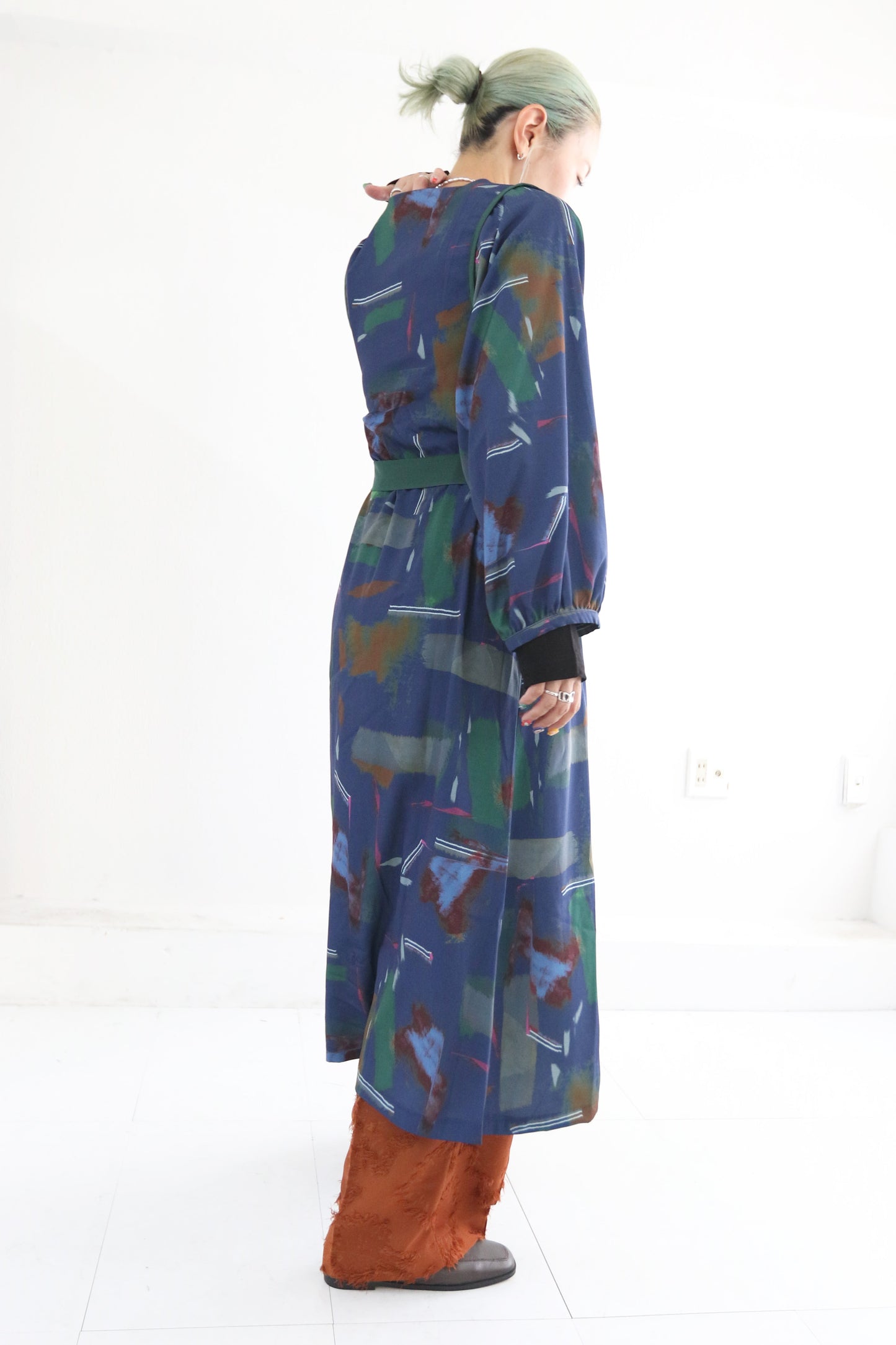 BAD プリントボリュームスリーブドレス