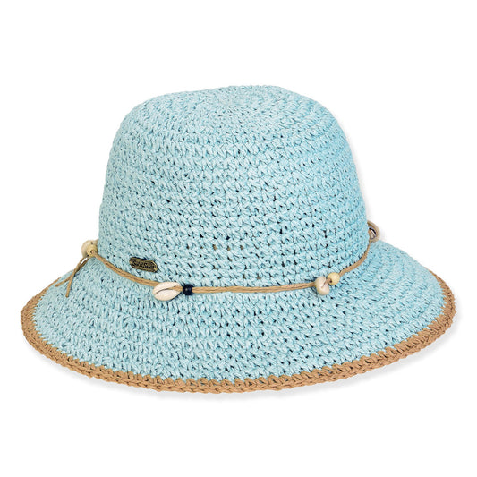 SunNSand クロッシェシェル付ハット