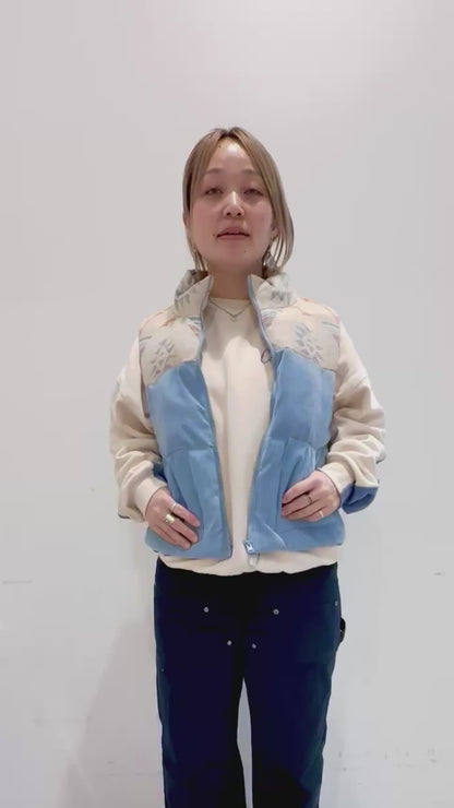 オルテガ柄 コーデュロイ ボアベスト