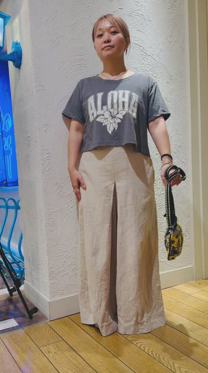 アロハ ハイビスカス ショート丈Tシャツ