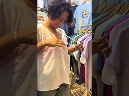 LOVESTITCH   ホワイト・アイレットパフスリーブブラウス