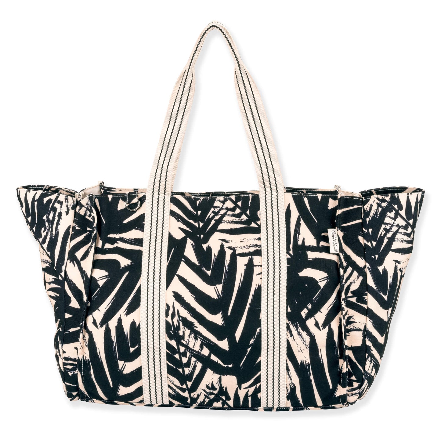 SunNSand リーフ柄オーバーサイズトートバッグ　ブラック