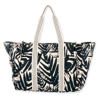 SunNSand リーフ柄オーバーサイズトートバッグ　ブラック