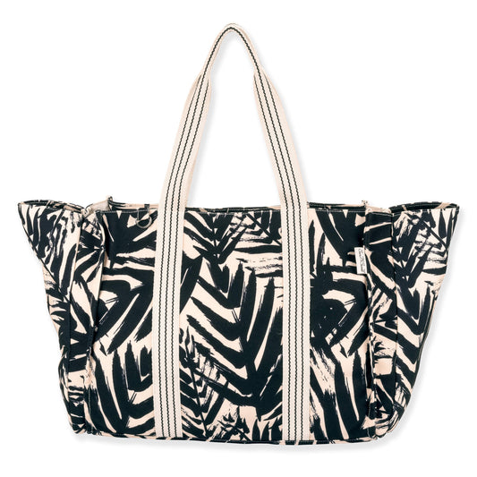 SunNSand リーフ柄オーバーサイズトートバッグ　ブラック
