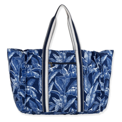 SunNSand リーフ柄オーバーサイズトートバッグ ネイビー