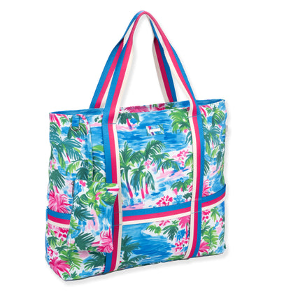 SunNSand Palm Island キャンバス ショルダートートバッグ（ハットホルダー付き）